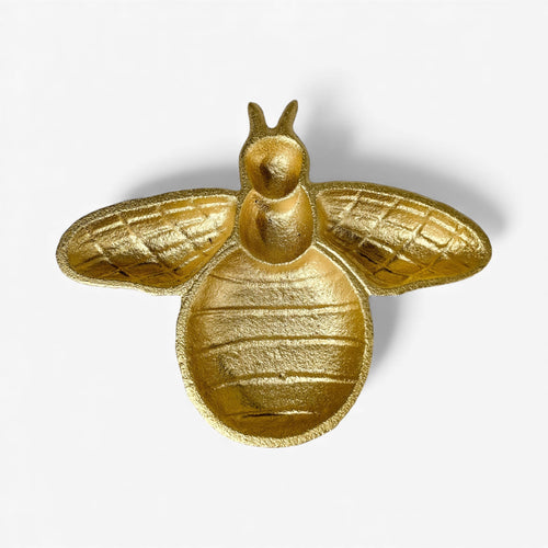 Bee Trinket Dish, Gold Cast Iron Jewelry and Key Tray Home Decor